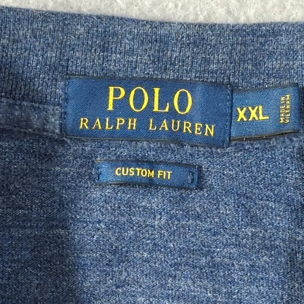 Polo Ralph Lauren Polo Shirt Mens XXL Blue Custom Fit Heathered Cotton Red Pony